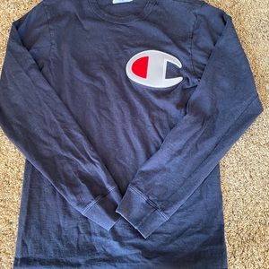Champion, Navy, Small. Long sleeved.
